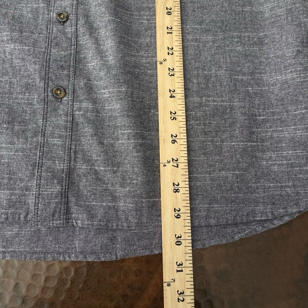 Eddie Bauer Button Up Shirt Men XXL Gray Blue Chambray NWT Short Sleeve Cotton - Picture 13 of 14